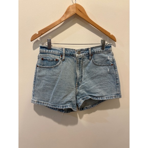 Abercrombie Fitch The Mom Short High Rise Light Wash Denim Shorts Size 28 - Picture 1 of 4